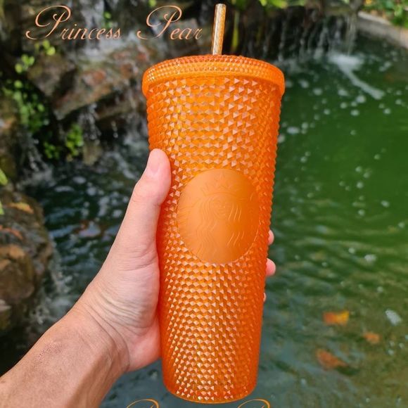 Starbucks Thailand Exclusive Bling Orange Studde 24 oz Cold cup tumbler